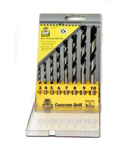 8pc Concrete 3-10mm Milled flute Drill Bit set 
