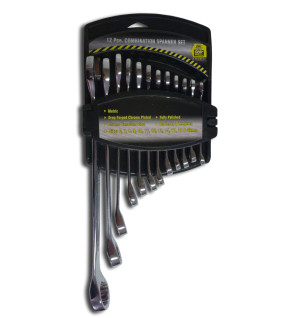 12PC Round Rack Metric (mm) Combination Spanner Set