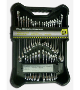 32PC MM / AF CRV Combination &amp; Stubby Spanner Set in Tray