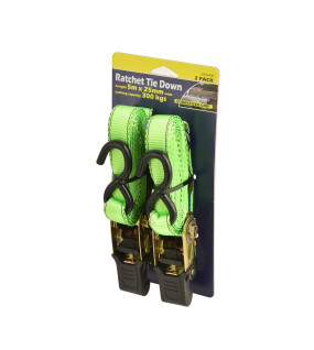 2Pc Ratchet Tie-Down 25mm x 5m LC300KG - S Hooks
