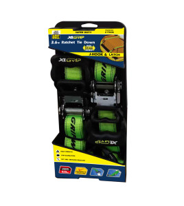 2pc Ratchet Tie Down 32mm x 3.6m XL Grip (529kg LC)