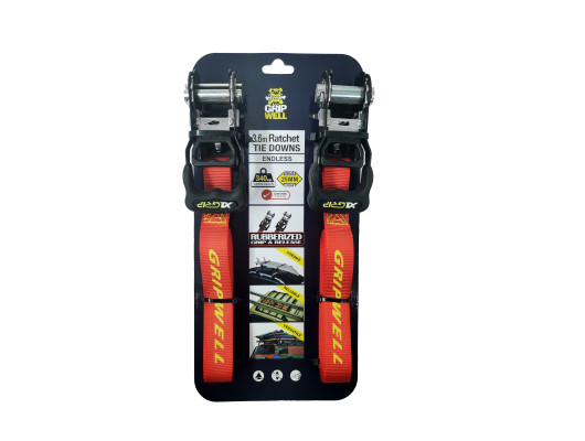 2pc Endless Ratchet Tie Down 25mm x 3.6m (340kg LC)
