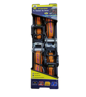 2pc Nylon Edge Ratchet Tie down 4m x 25mm LC 450kgs