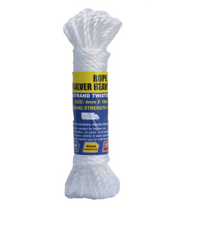 PP Silver Rope Twisted 4mm x 10m