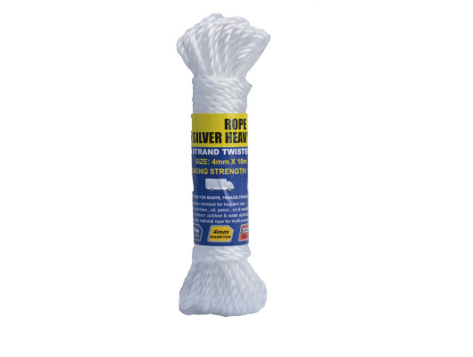 PP Silver Rope Twisted 4mm x 10m